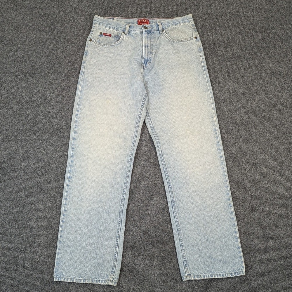 Vintage Chaps Denim Mens Light Wash Straight Leg Cotton Jeans 33x32 Blue